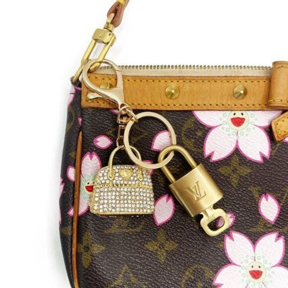 Authentic Louis Vuitton Lock & Key with Bag Purse Charm Keychain Key Charm Chain - Picture 2 of 4